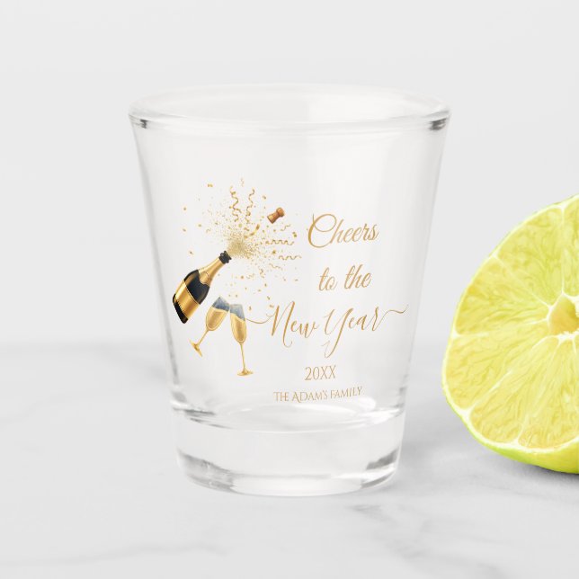 Copo De Shot  Gold Champagne Cheers New Year (Frente)