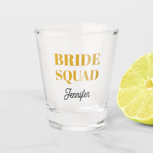 Copo De Shot Golden Yellow Wedding Bride Squad Personalized (Frente)