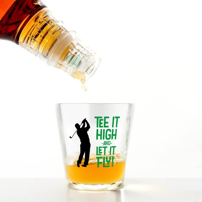 Copo De Shot Golf Engraçado Tee Sports Cote Verde Negro (Golf Funny Tee Sports Quote Cute Men's Black Green Shot Glass)