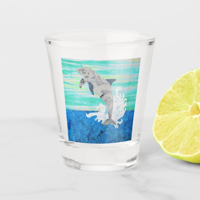 Copo De Shot Golfinho Jumping Ocean Splashing Beach Lover (Frente)