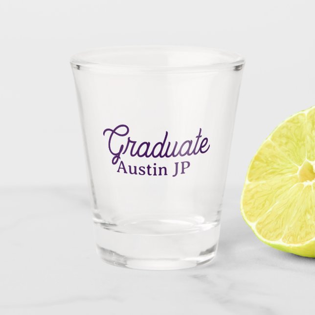 Copo De Shot Graduation name purple simple minimal stylish call (Frente)