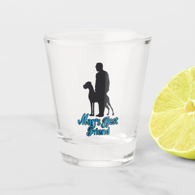 Copo De Shot Grande Dane e homem (Frente)