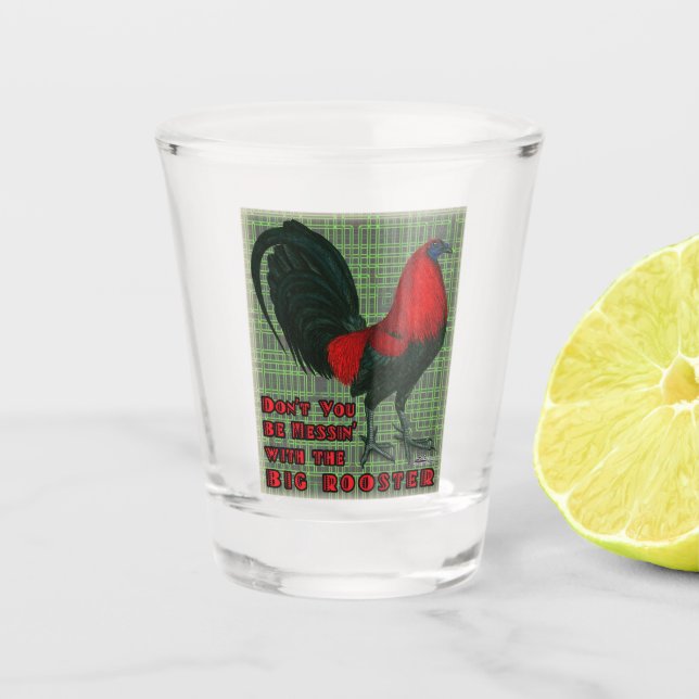 Copo De Shot Grande Galo Vermelho (Frente)
