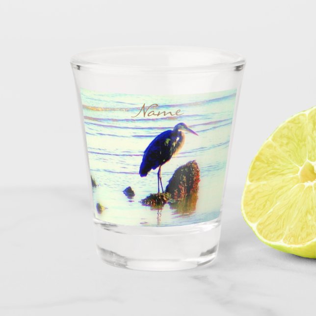 Copo De Shot Grande garça azul Design Thunder_Cove (Frente)