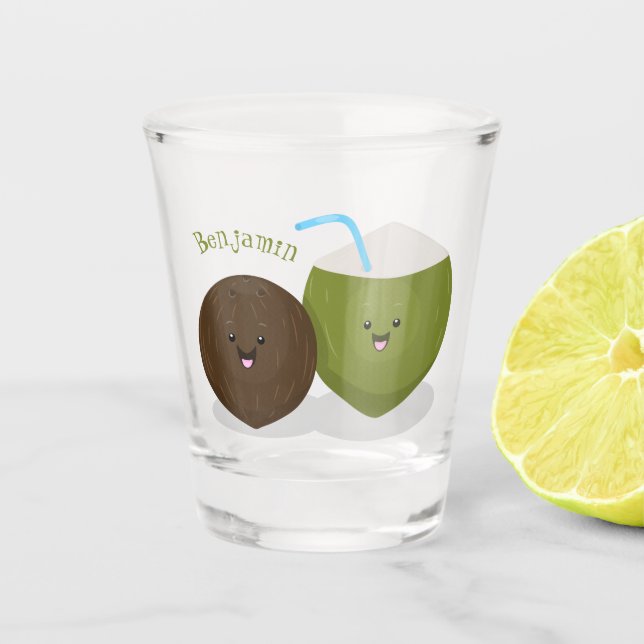Copo De Shot Grátis feliz desenho animado de coconuts kawaii (Frente)