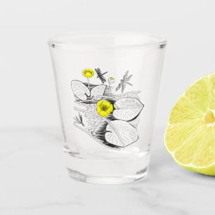 Copo De Shot gravura amarela dos Água-lírios