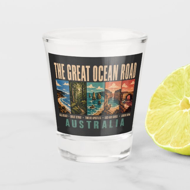 Copo De Shot Great Ocean Road Australia Landmarks Illustration (Frente)