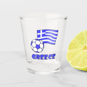 Copo De Shot Grécia com Bandeira Grega e Bola de Futebol