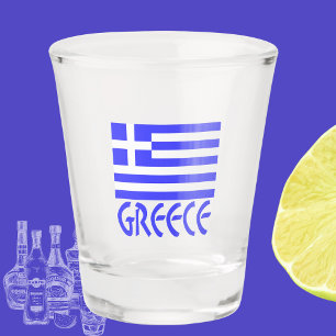 Copo De Shot Grécia em Bandeira Grega Azul