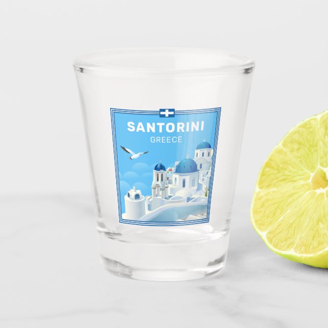 Copo De Shot Grécia Santorini de Texto Personalizado (Frente)