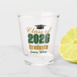Copo De Shot Green Gold Class of 2026 Custom Graduation Party<br><div class="desc">Customize your own green and gold Class of 2026 graduate shot glass for a high school or college graduation party. Cool varsity letters for the year on a great custom commemorative keepsake for seniors.</div>