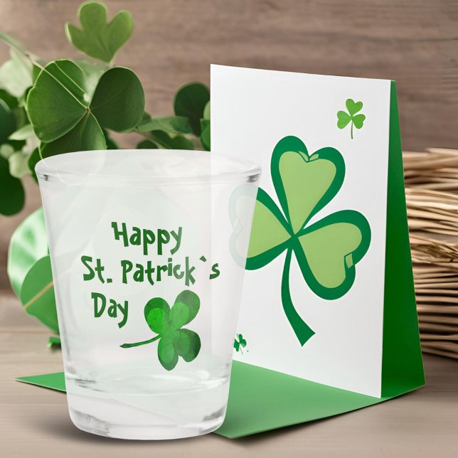 Copo De Shot Green Shamrock Irish Happy Day, Rua feliz irlandes (Criador carregado)