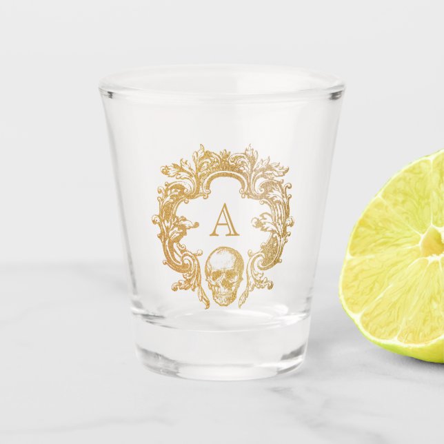 Copo De Shot Grelha Gótica | Vidro quente | DOURADO (Frente)