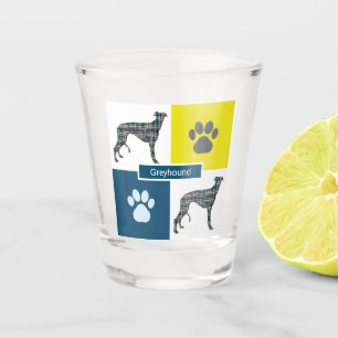 Copo De Shot Greyhound / Cachorro Silhouette & Paw Y&B Grid