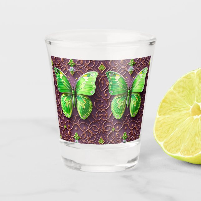 Copo De Shot Grüner Schmetterling 3D Optik (Frente)