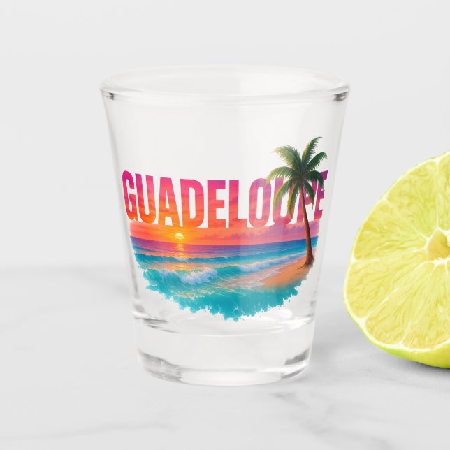 Copo De Shot Guadeloupe Coucher de Soleil Tropical  (Frente)