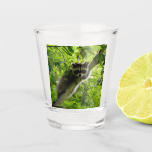 Copo De Shot Guaxinim em cinza verde-árvore mascarada raccoon