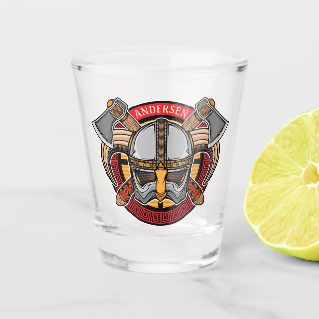 Copo De Shot Guerreiro Viking Nórdico ADICIONAR NOME Machados N (Frente)