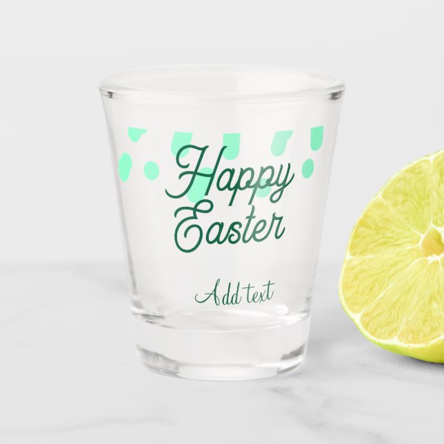 Copo De Shot Happy Easter green eggs pastel name date simple  (Frente)
