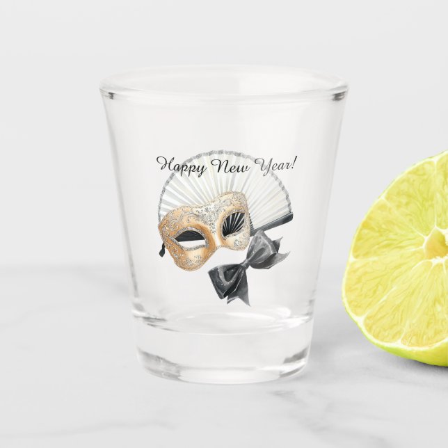 Copo De Shot Happy New Year Gold Black Mask (Frente)