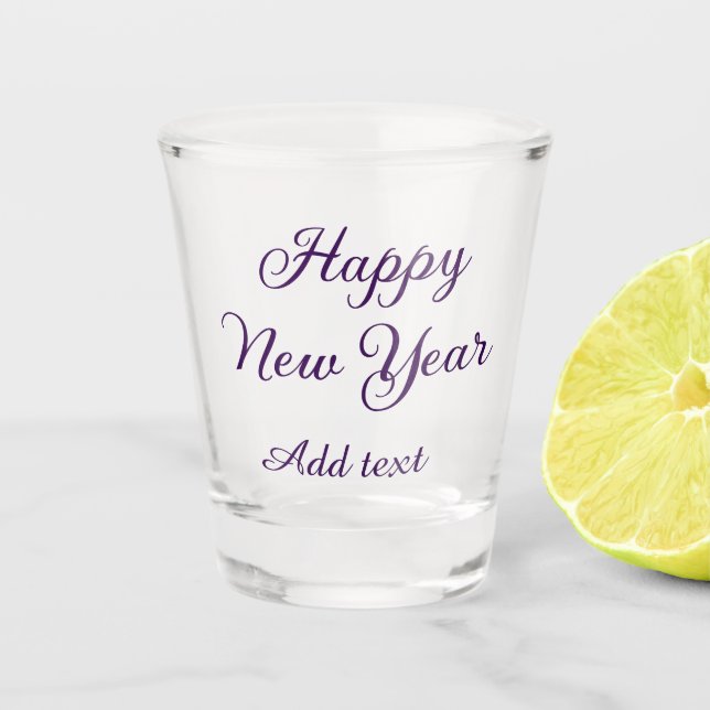 Copo De Shot Happy new year purple calligraphy simple minimal  (Frente)