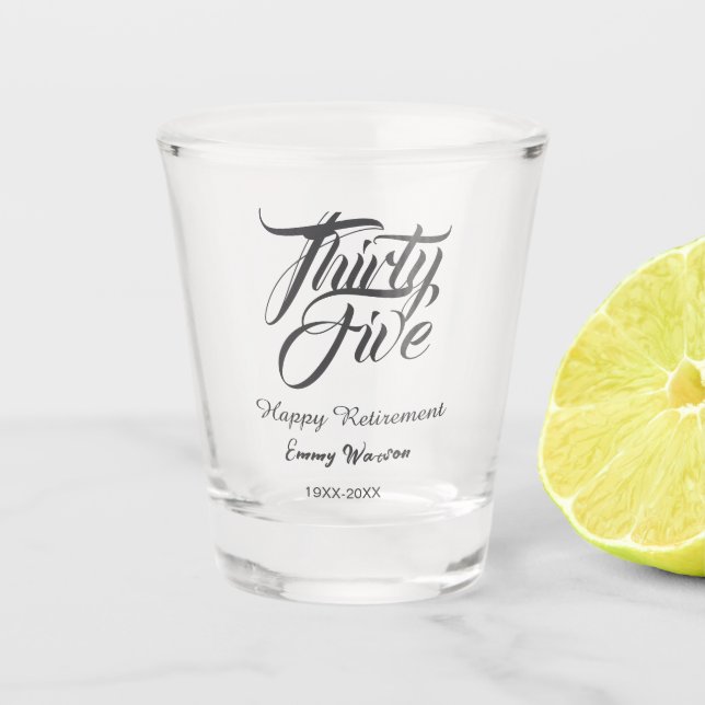 Copo De Shot Happy retirement bold letter name year elegant sim (Frente)