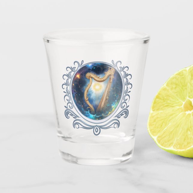 Copo De Shot Harpa Celestial dos Céus Ligados à Lua.  (Frente)