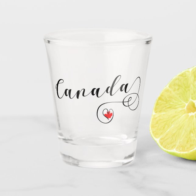 Copo De Shot Heart Canada Mug, canadense Flag (Frente)