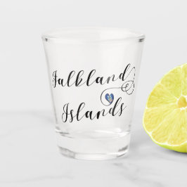 Copo De Shot Heart Falkland Islands Flag, Ilhas Falkland