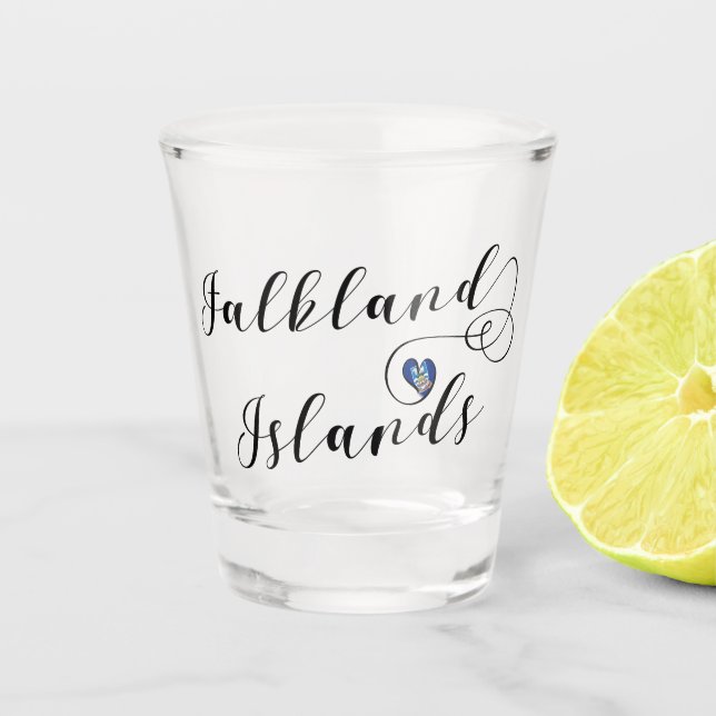 Copo De Shot Heart Falkland Islands Flag, Ilhas Falkland (Frente)