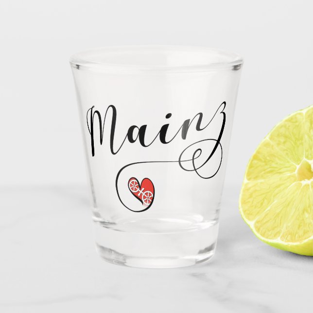Copo De Shot Heart Mainz Flag, I Love Mainz, Meenz (Frente)