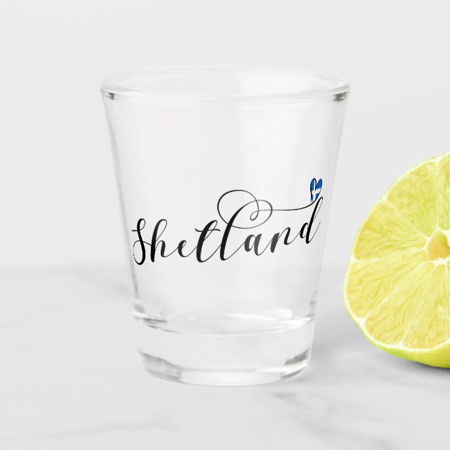 Copo De Shot Heart Shetland Flag, Ilhas Shetland (Frente)