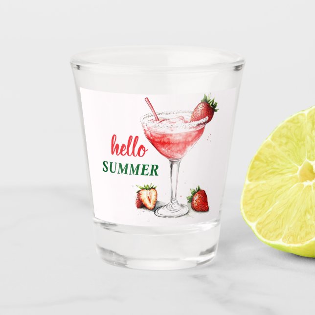 Copo De Shot Hello Summer | Strawberry Cocktail Shot Glass (Frente)