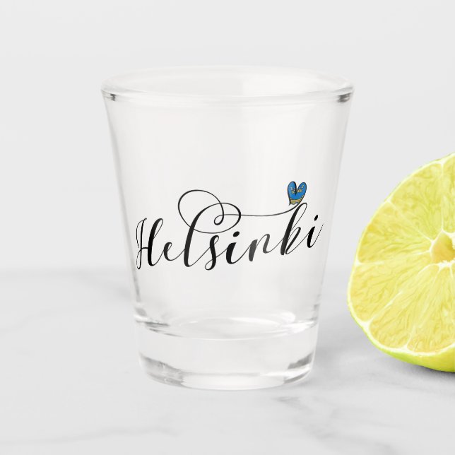 Copo De Shot Helsinki Flag In Heart, Finlândia (Frente)
