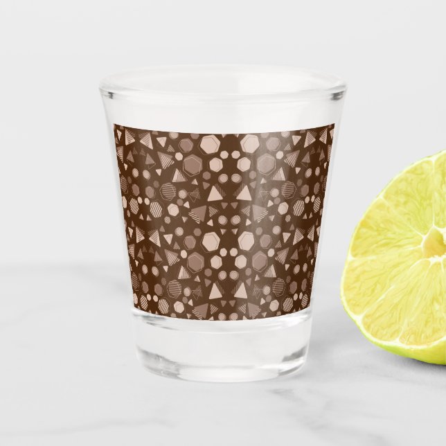 Copo De Shot Hexágono e Triângulo Rosa e Castanho em Padrão Cas (Frente)