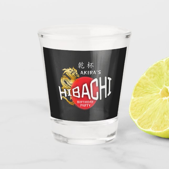 Copo De Shot Hibachi Chef Japanese BBQ Sushi Dragon Birthday (Frente)
