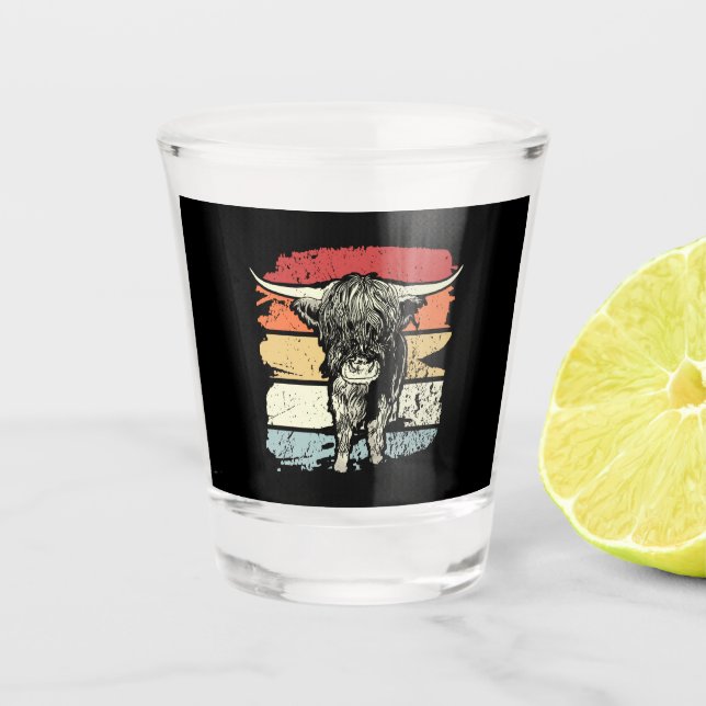 Copo De Shot Highland Cow Highland Cows Retro (Frente)