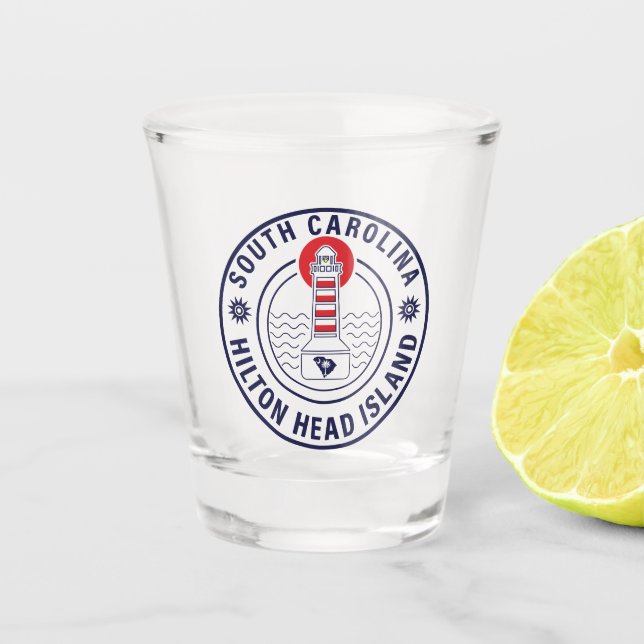 Copo De Shot Hilton Head Island Lighthouse Retro Sunset (Frente)