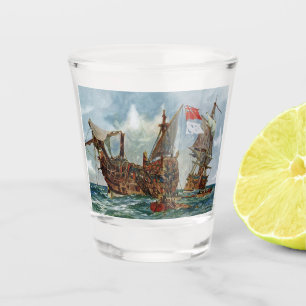 Copo De Shot HMS Nottingham e navio de guerra Mars 1703
