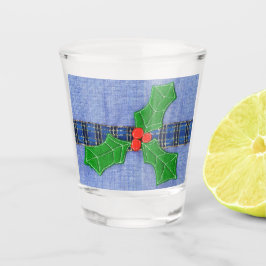 Copo De Shot Holly, com bagas vermelhas