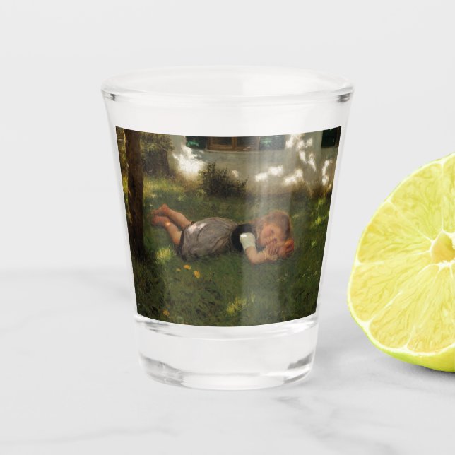 Copo De Shot Hora do lanche (Garota Doce Deitada na Grama) (Frente)