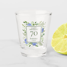 Copo De Shot Hortênsias Azuis para 70º Aniversário