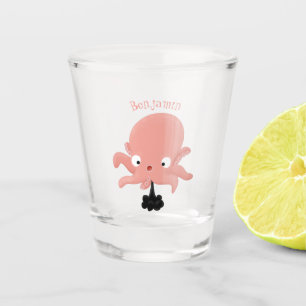 Copo De Shot Humor animado de polvo de bebê rosa e bonito