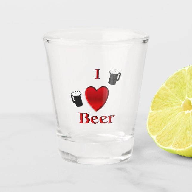 Copo De Shot I Heart Beer Design (Frente)