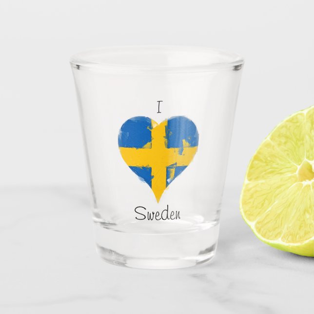 Copo De Shot I Heart Suecia Swedish Flag (Frente)