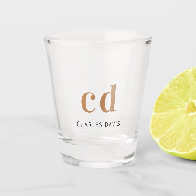 Copo De Shot Ícones monográficos dourados preto (Frente)