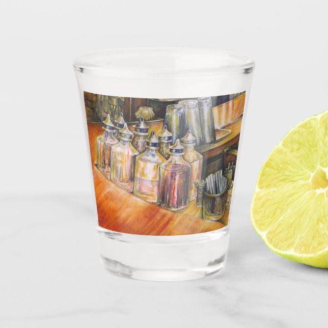 Copo De Shot Ideografia da luz Ouro (Frente)