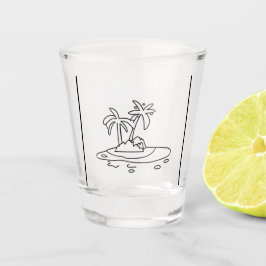 Copo De Shot Ilha do Paraíso vidro, desenho de linha