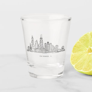 Copo De Shot Ilustração da paisagem urbana da cidade de Chicago