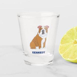 Copo De Shot Ilustração de Bulldog em Inglês Personalizada